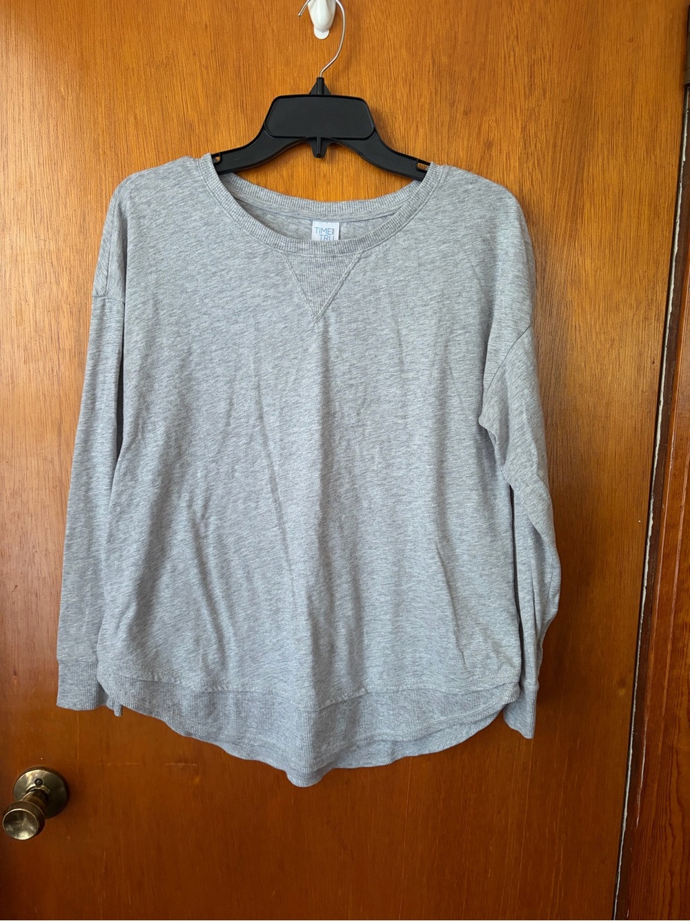 Casual Women's Light Gray Pullover Maternity Top